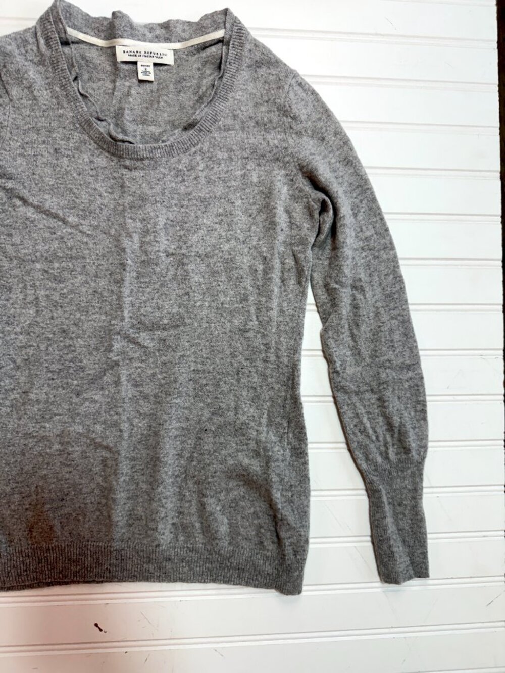 Banana Republic Cashmere Italian Yarn Sweater Ruffle Scoop Neck Petite Small - Picture 4 of 7